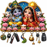 Load image into Gallery viewer, Webelkart Premium Radha Krishna Wooden Key Holder for Wall Decor, Key Hanger For Home Decor,Key Chain Holder,Living Room &amp; Pooja Room (10" Inches)