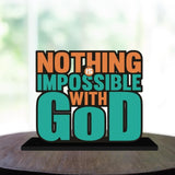 Load image into Gallery viewer, JaipurCrafts Wooden Nothing is Impossible with God Motivational Quotes Table Decoration for Office Desk | Home Decor Item | Living Room | Modern Art Wood Showpiece Gift Items