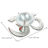Load image into Gallery viewer, Webelkart Antique Om Silver Akhand Diya with Velvet Box for Pooja Decor | Diya for Diwali| Oil Lamp for Home( 4.5" Inches)