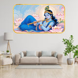 गैलरी व्यूवर में इमेज लोड करें, Webelkart Beautiful Krishna Wall Painting For Home Decor | 3D UV Printed Wall Decor for Living Room, Bedroom &amp; Temple | Home Decoration Item (18 Inches)