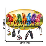 Load image into Gallery viewer, Webelkart Decorative Wooden Seven Horse Key Holder for Home Decor,Wall Mounted Key Organizer, Key Chain Holder,Key Hanger for Living Room (11 x 6 Inches)