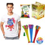 गैलरी व्यूवर में इमेज लोड करें, JaipurCrafts Premium 100 Gm Herbal Holi Gulal with 100 Water Balloons and 1 T-Shirt for Man | Holi Hai T-Shirt for Girls-(M-Size) Holi Combo Pack
