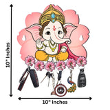 Load image into Gallery viewer, Webelkart Premium Printed Wooden Cute Ganesha Key Holder for Home/Office Decor, Key Hanger for Wall Decor. (10&quot; Inches)