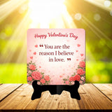 Load image into Gallery viewer, Webelkart Premium Happy Valentine's Day Decorative Table Stand, Love Quote, Romantic Gift for Valentine’s Day Gift (7" inches) Home Decor Item