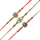 Load image into Gallery viewer, Webelkart Premium 3 Designer Rakhi for Brother With Ganesha Figurine Rakhi Gifts For Bhaiya And Bhabh,Rakhi For Brother And Bhabhi,Men Rakhi Bracelet With Roli &amp; Chawal And Greeting Card