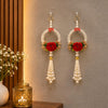 Load image into Gallery viewer, Webelkart Premium Set of 2 with Shubh Labh Wall Hanging for Diwali Decoration| Wall Decor |Temple Decor Wall Hanging |Pooja and Home Decor Hanging (Elephant) (White)