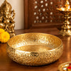 Load image into Gallery viewer, Webelkart Diya Shape Flower Decorative Urli Bowl for Home Handcrafted Bowl for Floating Flowers and Tea Light Candles,Office and Table Decor| Diwali Decoration Items (Gold Chitai) (11" Inches)
