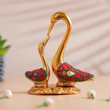 Load image into Gallery viewer, Webelkart Metal Kissing Duck Showpiece for Home Decor,Swan Couple Showpiece for Home |Stone Work Tabletop Statue for Living Room, Bedroom, &amp; Gift Purpose and Office Decor (5" Inches)