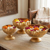 Load image into Gallery viewer, Webelkart Premium Lotus Taj Bowl Urli Candle Stand with Floating Diya,Iron &amp; Gold Diya Vase Set for Wedding, Party, Home/Diwali Decoration Gold Finish Decorative Flower Bowl, Set of 3