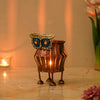 गैलरी व्यूवर में इमेज लोड करें, Webelkart Premium Metal Owl Designer Candle Holder for Home | Handcrafted Decorative Tealight Holder with Owl Showpiece &amp; Stand | Indoor Outdoor Holder for Office Diwali Item (4.13" Inches)