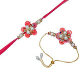 Load image into Gallery viewer, Webelkart Flower Designer Set Of 2 Rakhi For Bhaiya and Bhabhi With Magnet For Home And Greeting With Roli Chawal Pack Lumba Rakhi For Bhabhi, Rakhi Gift Combo Pack