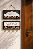 Load image into Gallery viewer, Webelkart Premium Customized Wooden Couple Name Plate For Home Entrance outdoor With Bells | Handcrafted Floral Wooden Name Board for Home Decor | Perfect Wedding, Anniversary &amp; Housewarming Gift - 14 Inches