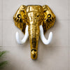 Load image into Gallery viewer, Webelkart Premium Metal Golden Elephant Head Wall Decor with White Tusks | Luxury Wall Hanging Sculpture | Modern Home, Office &amp; Temple Decoration | Gold Finish Elephant Wall Art (5" Inches)