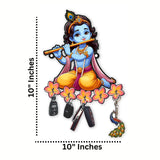 Load image into Gallery viewer, Webelkart Premium Wooden Key Holder for Home/Office Decor/Key Hanger for Wall Decor,Decorative Item for Home (Krishna Playing Flute)