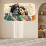 गैलरी व्यूवर में इमेज लोड करें, Webelkart Premium Radha Krishna Wall Painting with Golden Frame For Home Decor| 3D UV Printed Wooden Wall Decor | Spiritual Home Temple Living Room| Gift for Housewarming &amp; Festivals (18" In)