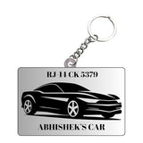Load image into Gallery viewer, Webelkart Customized Car Design Number Plate With Name Keychain, Wooden KeyChain with Vehicle Silhouette (3x3 Inches)
