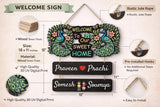Load image into Gallery viewer, Webelkart Premium Customized Wooden Name Plate for Home Entrance - Personalized "Welcome to Our Sweet Home" Hanging Decor with Peacock Design - Ideal Housewarming Gift for Couples and Families - 18 X 11 INCHES