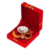 Load image into Gallery viewer, Webelkart Premium Golden Om Akhand Diya with Velvet Box for Pooja Decor | Diya for Diwali| Oil Lamp for Home( 4.5&quot; Inches)
