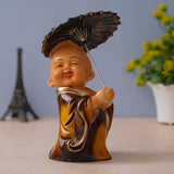 Load image into Gallery viewer, JaipurCrafts Little Baby Cheerish Mood Laughing Buddha with Umbrella Showpiece- 8 inches