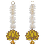 Load image into Gallery viewer, JaipurCrafts Premium Yellow Lotus with White Gajra Flower Wall Hanging |Lotus Back Drop Hanging | Wall Decor |Temple Decor Wall Hanging for Home and Diwali Decorations (Yellow)