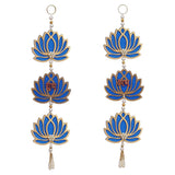 Load image into Gallery viewer, JaipurCrafts Blue Lotus Flower with Shubh Labh Wall Hanging for Diwali Decoration| Wall Decor |Temple Decor Wall Hanging Home and Office Decor (Wood Set of 2) 16" Inches