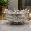Load image into Gallery viewer, Webelkart Premium Pure German Silver Handcrafted Decorative Urli Bowl with 8 Elephant Figurines, Floral Diwali Gift Item Bowl for Home Decor, Diwali, Pooja, Wedding &amp; Festive Decoration (11" in)