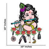 Load image into Gallery viewer, Webelkart Beautiful Krishna Designer Wooden Key Holder for Home/Office Decor/Key Hanger for Wall Decor,Key Holder for Home,Diwali Decorative Item (10" Inches)