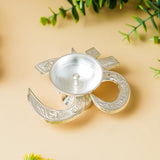 Load image into Gallery viewer, Webelkart Antique Om Silver Akhand Diya with Velvet Box for Pooja Decor | Diya for Diwali| Oil Lamp for Home( 4.5" Inches)