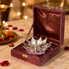Load image into Gallery viewer, Webelkart Premium Handcrafted Diya for Puja Temple Decoration with Velvet Box, Diya for Diwali - Lotus Shape,Oil Lamp for Home Mandir Pooja Articles- Diwali Festive Gifts (5.5" in)