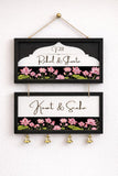 Load image into Gallery viewer, Webelkart Premium Customized Wooden Couple Name Plate For Home Entrance outdoor With Bells | Handcrafted Floral Wooden Name Board for Home Decor | Perfect Wedding, Anniversary &amp; Housewarming Gift - 14 Inches