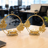 Load image into Gallery viewer, Webelkart Premium Gold Leaf Tealight Candle Holder Set of 2 | Decorative Metal Candle Stand with Leaf Design | Tabletop Home Decor for Living Room, Bedroom, Diwali, Wedding &amp; Festive Decoration