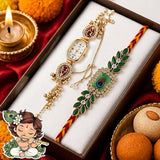 Load image into Gallery viewer, Webelkart Premium Combo Of 2 Rakhi For Bhaiya Bhabhi With Fridge Magnet Beautiful Rakshabandhan Greetings Card Rakhi For Brother,Lumba Rakhi For Bhabhi