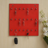 Load image into Gallery viewer, JaipurCrafts Premium Key Chain Hanging Board/Wall Hanging Key Holder for Home and Office Decor (21 Hooks- Red)
