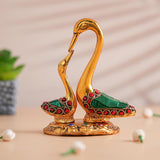 Load image into Gallery viewer, Webelkart Premium Kissing Duck Showpiece for Home,Golden Swan Couple Showpiece for Home |Stone Work | Elegant Tabletop Statue for Living Room, Bedroom, &amp; Gift Purpose and Office Decor(5" Inches)