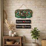 Load image into Gallery viewer, Webelkart Premium Customized Wooden Name Plate for Home Entrance - Personalized "Welcome to Our Sweet Home" Hanging Decor with Peacock Design - Ideal Housewarming Gift for Couples and Families - 18 X 11 INCHES