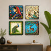 Load image into Gallery viewer, Webelkart Premium Set of 4 Indian Folk Art MDF Wall Paintings For Home Decor | Peacock, Deer, Royal Couple &amp; Floral Lady | Decorative Wall Art Panels for Living Room, Bedroom, Office &amp; Home Decor | ( 8 x 8 Inches )