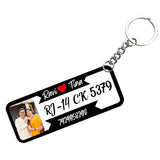 Load image into Gallery viewer, Webelkart Premium Customized Number Plate Keychain for Bikes and Cars, Black Wood, Personalized Printed Gift, Long Size, 2.5 x 1 Inches