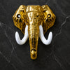 Load image into Gallery viewer, Webelkart Premium Metal Golden Elephant Head Wall Decor with White Tusks | Luxury Wall Hanging Sculpture | Modern Home, Office &amp; Temple Decoration | Gold Finish Elephant Wall Art (5" Inches)