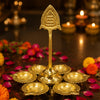 Load image into Gallery viewer, Webelkart Premium Gold Plated 6 Diyas with Om Shree Stand | Traditional Diwali Diya Holder for Pooja Room, Home Décor, Festive Decoration &amp; Gifting (8" Inches)