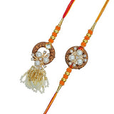 Load image into Gallery viewer, Webelkart Stone Rakhi For Bhaiya Bhabhi,Rakhi With Magnet Combo Set for Brothe And Sister,Gift For Brother And Sister With Greeting Card And Roli Chawal Gift Combo Pack