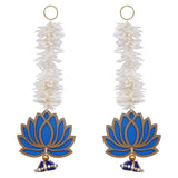 Load image into Gallery viewer, JaipurCrafts Premium Yellow Lotus with White Gajra Flower Wall Hanging |Lotus Back Drop Hanging | Wall Decor |Temple Decor Wall Hanging Home and Diwali Decorations (Blue)