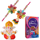 गैलरी व्यूवर में इमेज लोड करें, Webelkart Designer Rakhi with Cadbury Celebration Pack And Ganesh Ji Idol Rakhi Combo Pack | Rakhi For Bhaiya Bhabhi | Rakhi For Brother Kids Rakhi With Roli Chawal Best Wishes Card For Rakshabandhan - JaipurCrafts