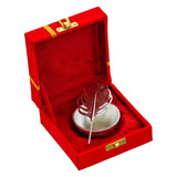 Load image into Gallery viewer, Webelkart Premium Silver Plated Kumkum Box Leaf With Red Velvet Box | roli Tikka Holder for Home and Puja Room (5.11" Inches)