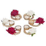 गैलरी व्यूवर में इमेज लोड करें, JaipurCrafts Premium Rose Candles Holder Artificial Pack of 6 Tealight Candle Holder for Home Decor Diwali Candles for Decoration| Diwali Gifting Items (Pack of 6, 4.x 3.5 Inches) Multicolor Rose