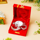Load image into Gallery viewer, Webelkart Antique Om Silver Akhand Diya with Velvet Box for Pooja Decor | Diya for Diwali| Oil Lamp for Home( 4.5" Inches)