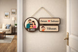 Load image into Gallery viewer, Webelkart Premium Customized Wooden Family Name Plate for Home Entrance Outdoor And Indoor | Personalized Name Board with Cartoon Family &amp; Kids Name - 16 x 8 Inches