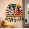 Load image into Gallery viewer, Webelkart Premium Radha Krishna Wooden Key Holder for Home Decor, Wall Mount Key Hanger, Key Chain Holder for Wall, Living Room, Pooja Room