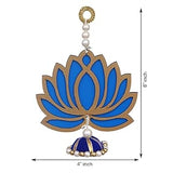 गैलरी व्यूवर में इमेज लोड करें, JaipurCrafts Premium Blue Lotus Wall Hanging |Lotus Back Drop Hanging | ganpati Decoration Wall Hanging Home and Office Decor (Wood Set of 5) 6&quot; Inches