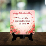 Load image into Gallery viewer, Webelkart Premium Happy Valentine's Day Decorative Table Stand, Love Quote, Romantic Gift for Valentine’s Day Gift (7" inches) Home Decor Item