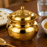 Load image into Gallery viewer, Webelkart Premium Ghee Dani with Lid | Multipurpose Ghee Storage Container | Mirror Finish Steel Pot for Kitchen | Oil,Butter &amp; Masala Storage Jar (Gold)